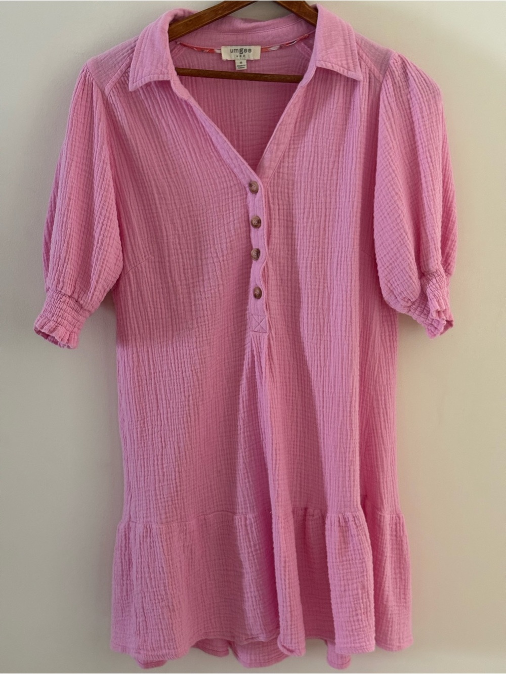 Umgee Pink Gauze Button-Front Dress or Tunic Woman’s Medium